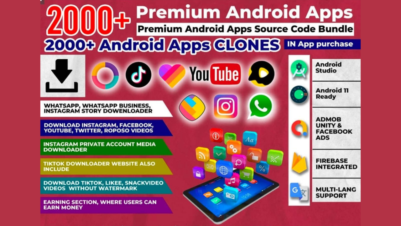 2000+ Android App Source with Lifetime License Download