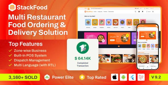 StackFood Multi Restaurant – Food Delivery App with Laravel Admin and Restaurant Panel