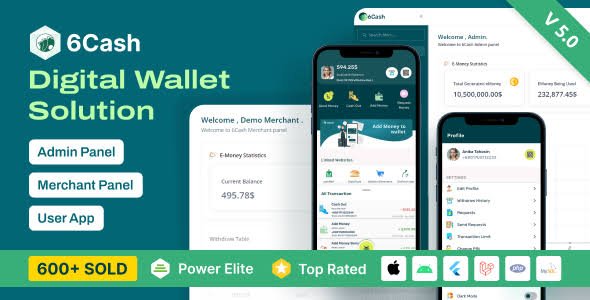 6Cash – Digital Wallet Mobile App with Laravel Admin Panel