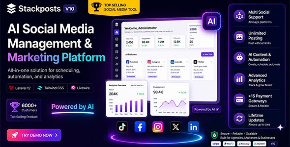 AI Social Media Management & Marketing SaaS Platform – Stackposts