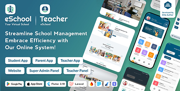 eSchool – School Management System with Student | Parents | Teacher Flutter App | Laravel Admin